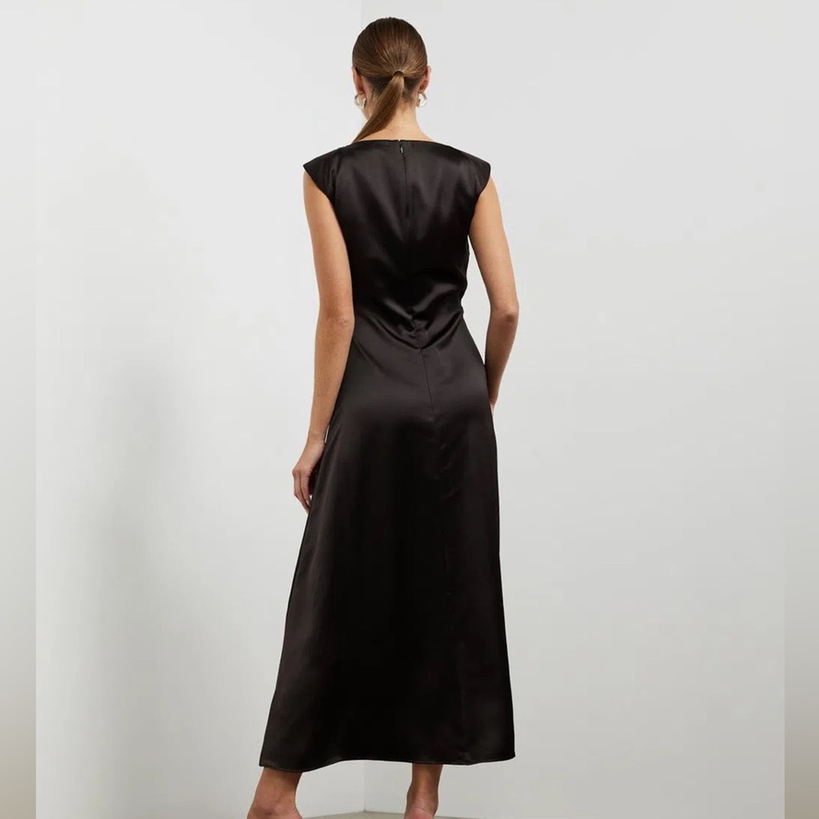 Nwt Camilla & Marc Sorrell Satin Midi Dress Chocolate Brown Cut Out 6 — image 2 of 8